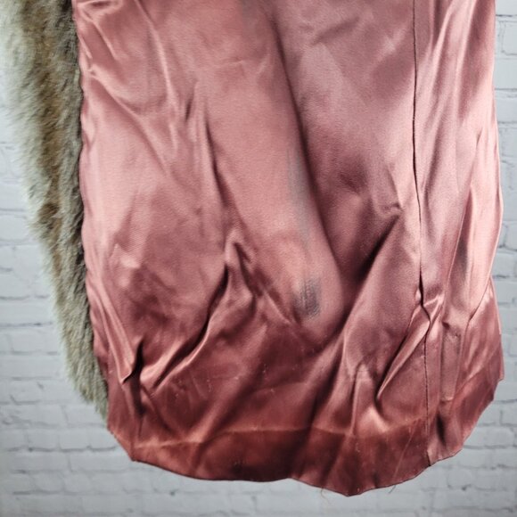 VTG Outerlayers Brown Faux Fur Shawl Collar Pockets Lined Coat USA Large L - Picture 7 of 16